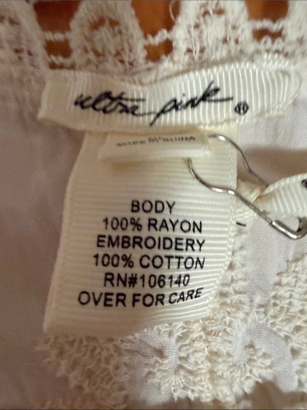 Ultra Pink Cream Lace-Trim Camisole NWT size XL